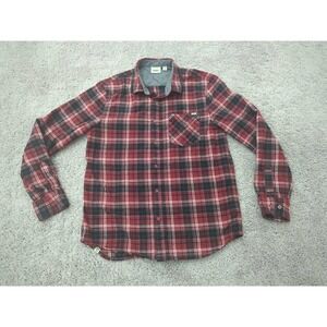 Vans Button Up Shirt Mens Medium Plaid Flannel Long Sleeve Pocket Casual